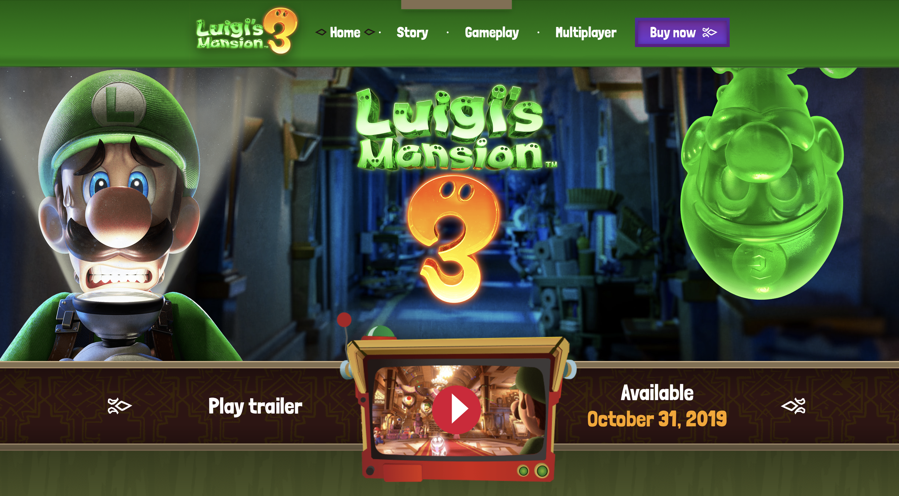 Novo site de Luigi's Mansion é lançado com novos vídeos do jogo para Switch