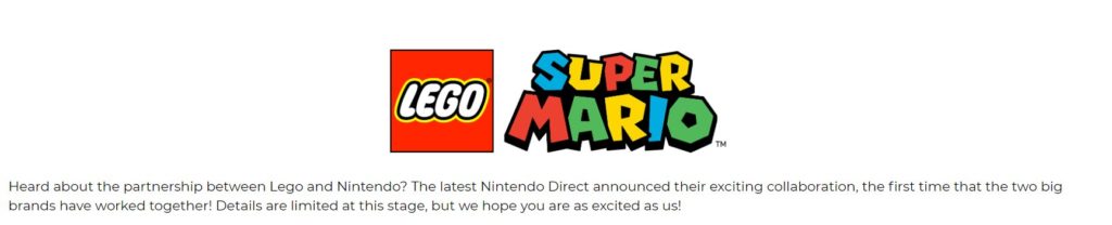 Lego e Nintendo firmam parceria para algo novo da franquia Super Mario