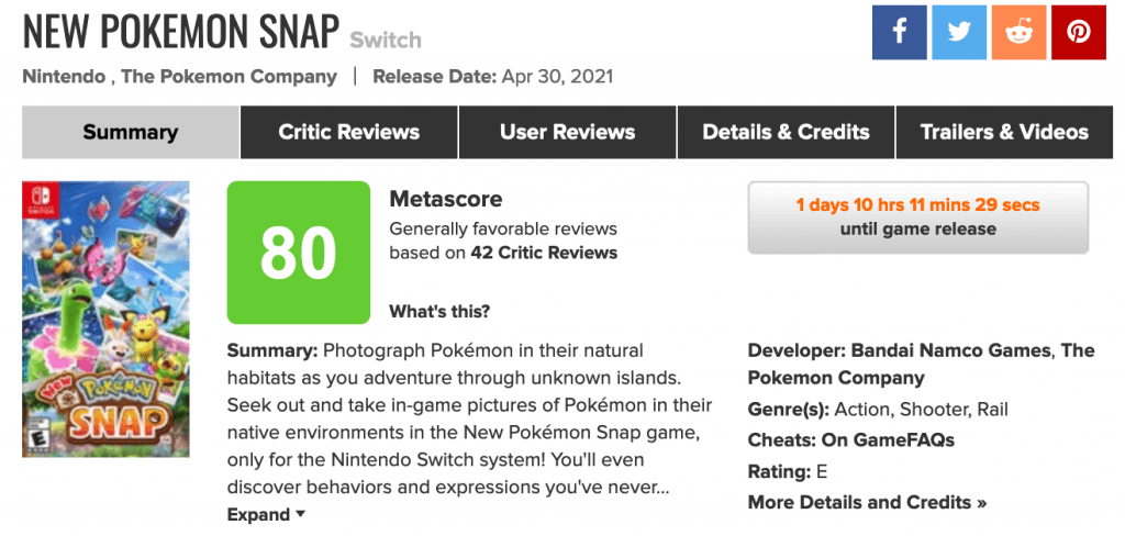 New Pokémon Snap tem recebido boas notas e reviews da crítica especializada