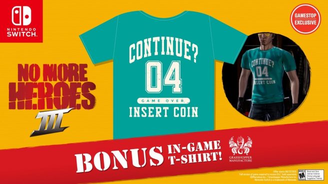 EUA: Promoção de pre-order de No More Heroes 3 da Gamestop dará camiseta no game