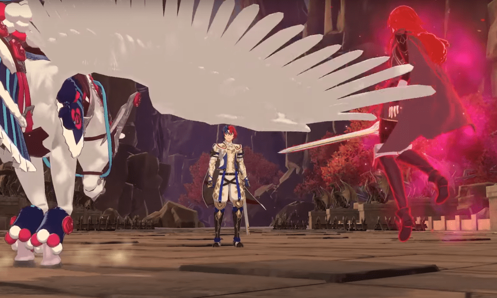 Fire Emblem Engage - Trailer - Pegasus rider e Emblem sendo usado pelos vilões