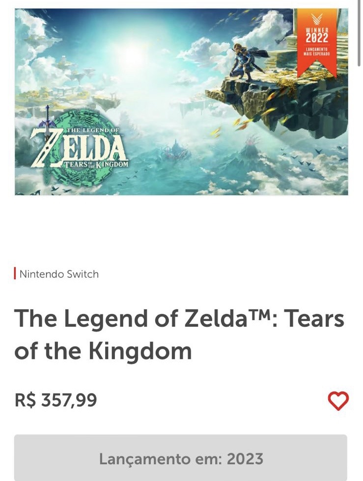 The Legend of Zelda: Tears of the Kingdom lançado para Switch