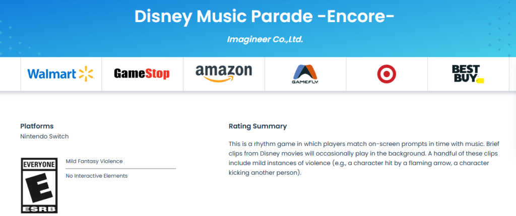 Disney Music Parade: Encore aparece em listagem para o ocidente