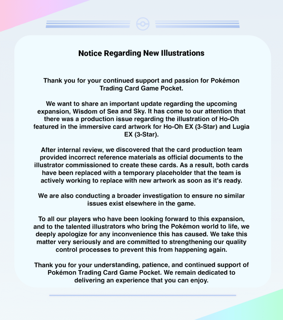 Pokémon Company remove cartas de Ho-Oh e Lugia após acusações de plágio em nova expansão do TCG Pocket
