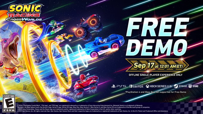 Sonic Racing: CrossWorlds terá demo lançada na próxima semana