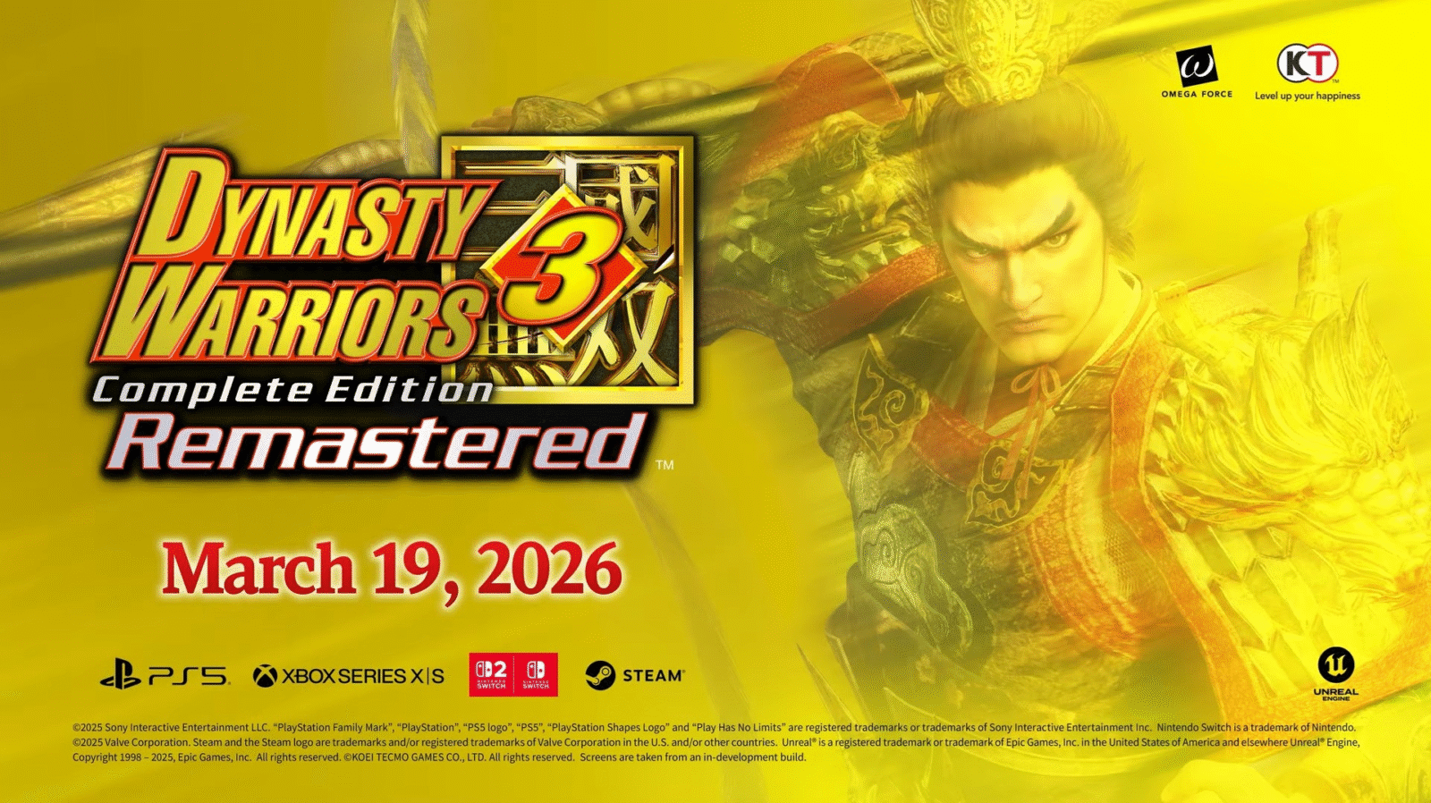 Dynasty Warriors 3: Complete Edition Remastered chega ao Nintendo Switch e Switch 2 em março de 2026