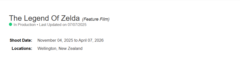 Filmagens de The Legend of Zelda são oficialmente iniciadas
